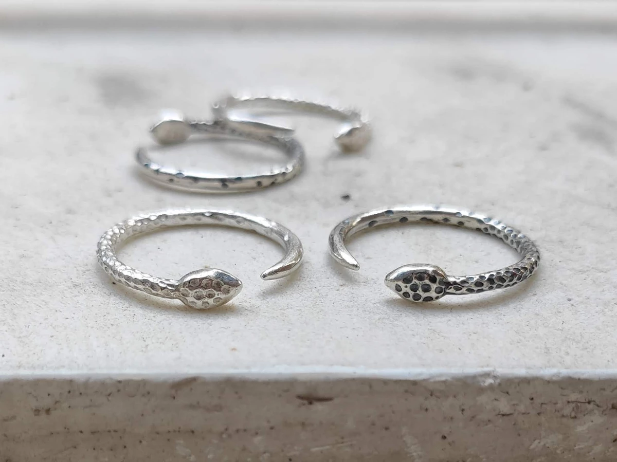 Silver snake ring, small snake adjustable ring, serpent ring, open ring, simple fine jewelry, stacking ring, minimalist goth, unisex gift