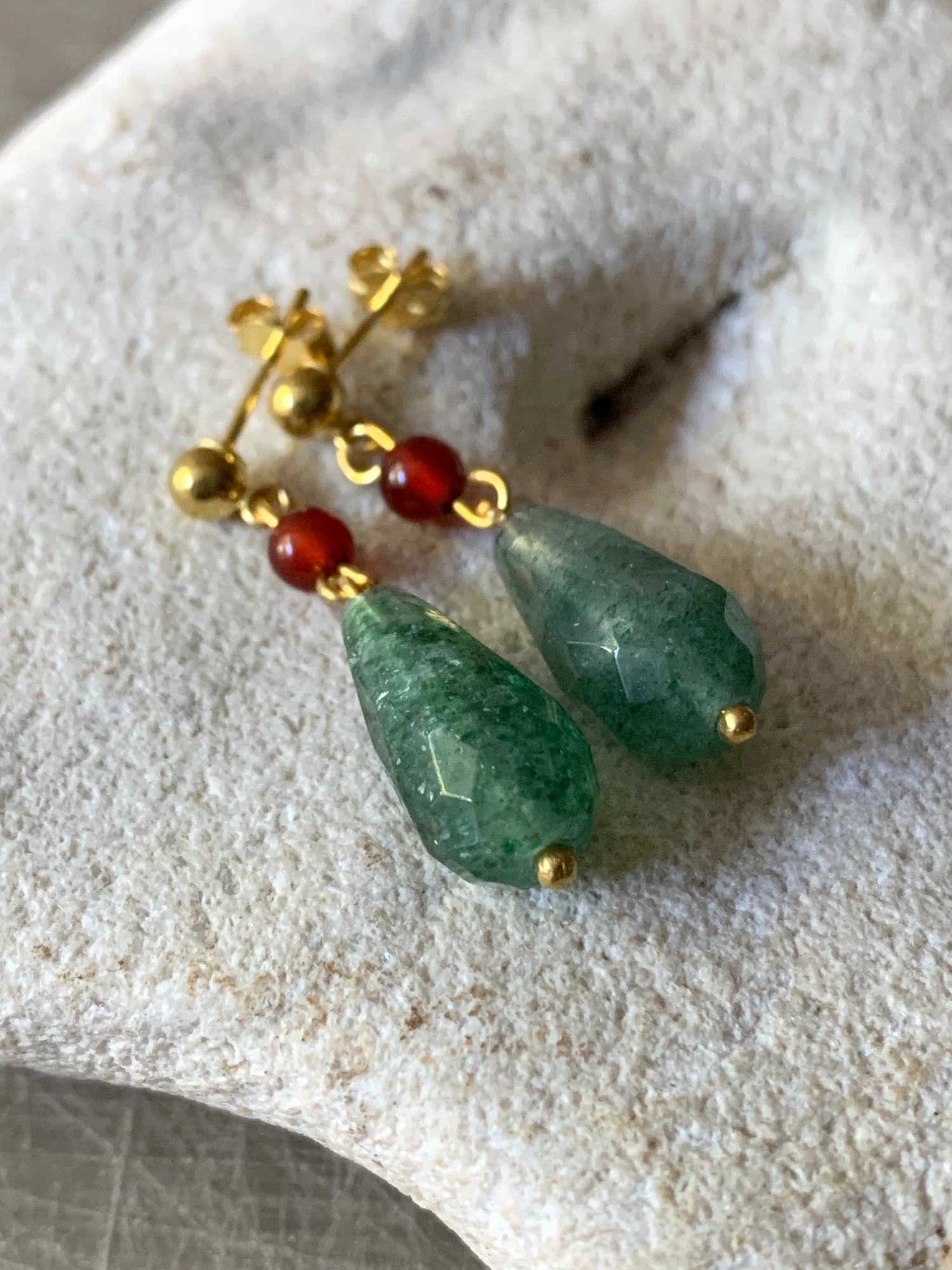 Carnelian and Jade Wizard Earrings