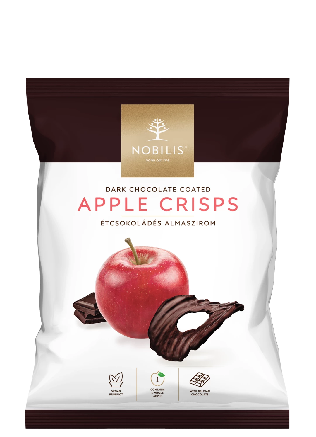 Dark chocolate coated Apple crisps - 50g