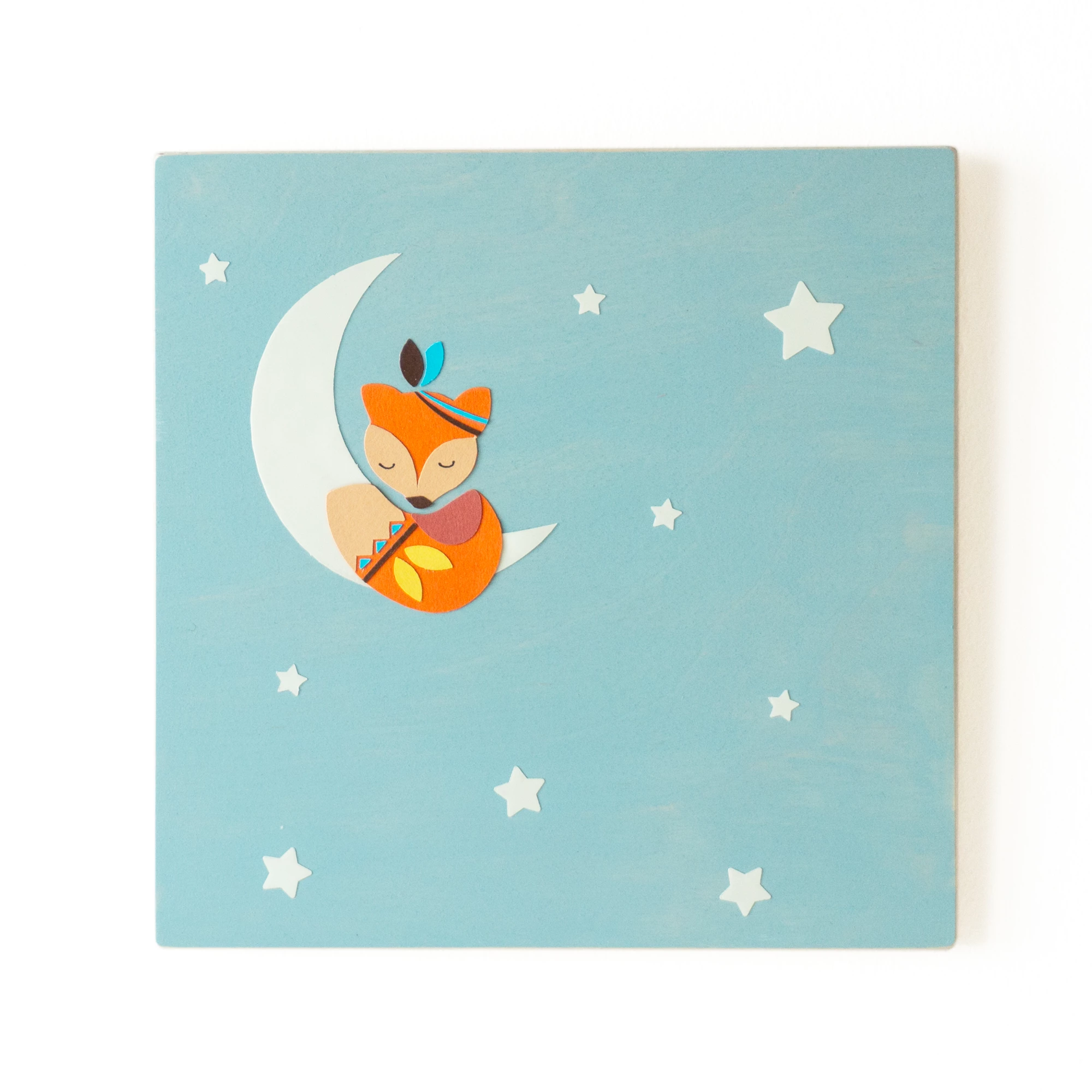 Παιδικός πίνακας με φεγγάρι και αλεπού