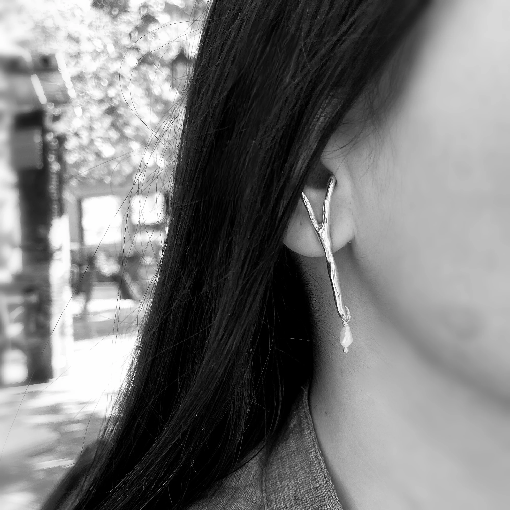 Melted wishbone earrings