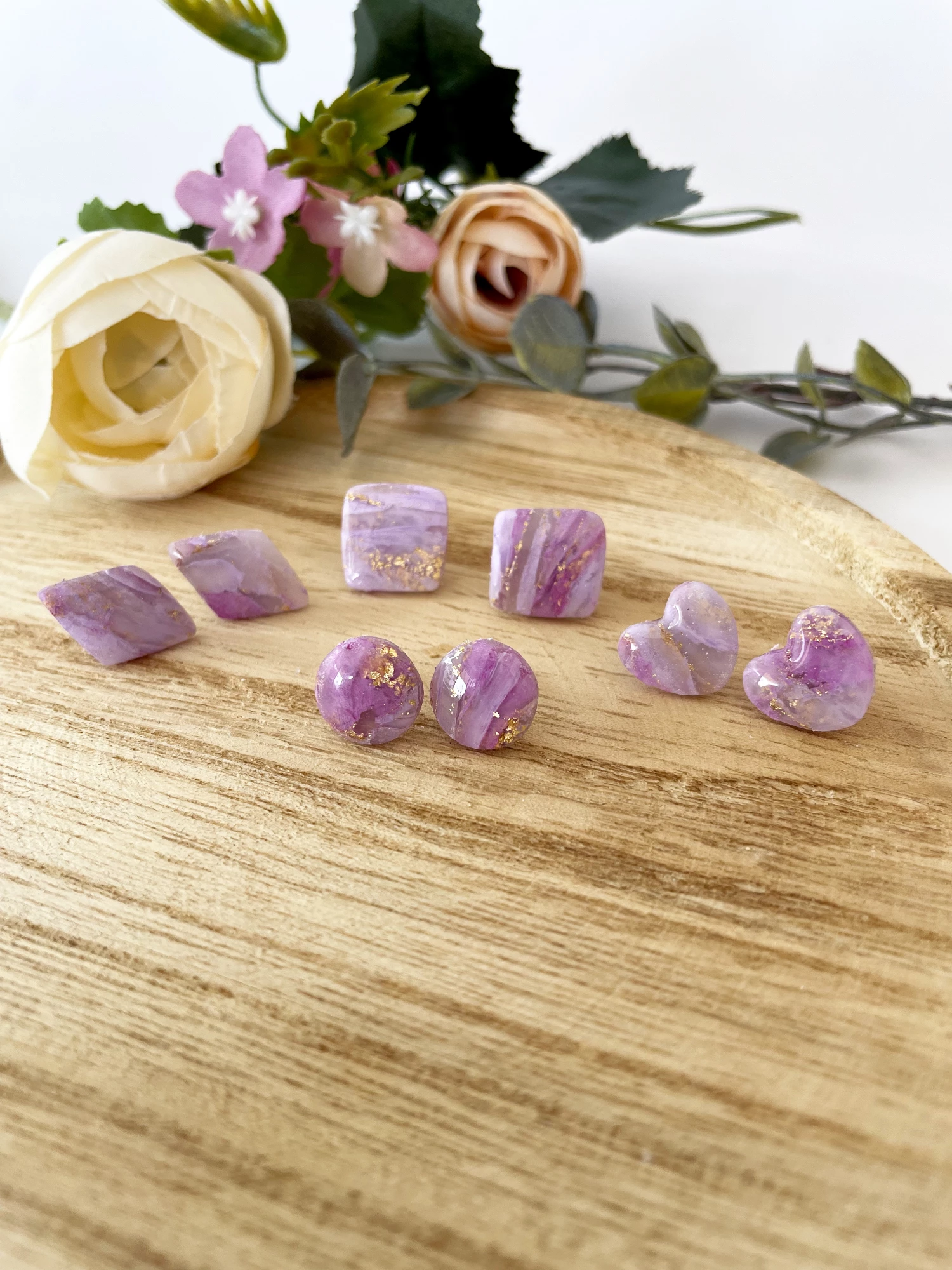 Lilac Clay Earring Studs