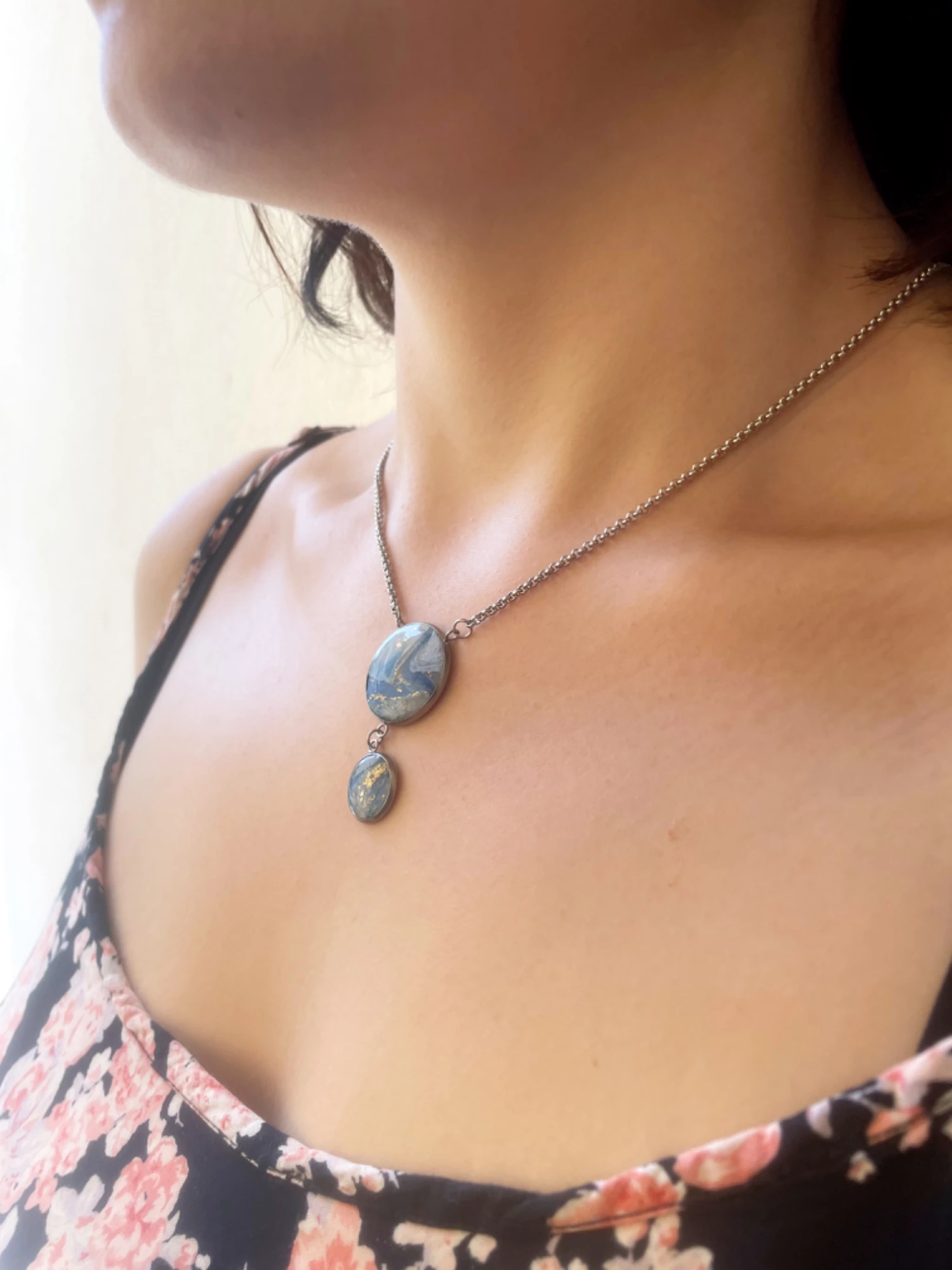 Sapphire Clay Necklace 