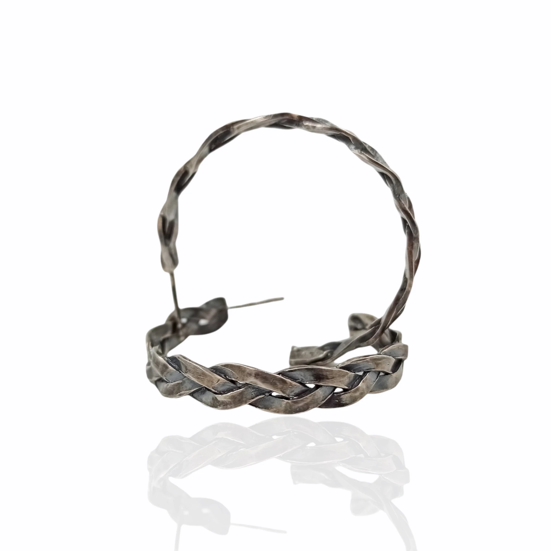 Braided hoops Sterling Silver- Open Hoop Earrings