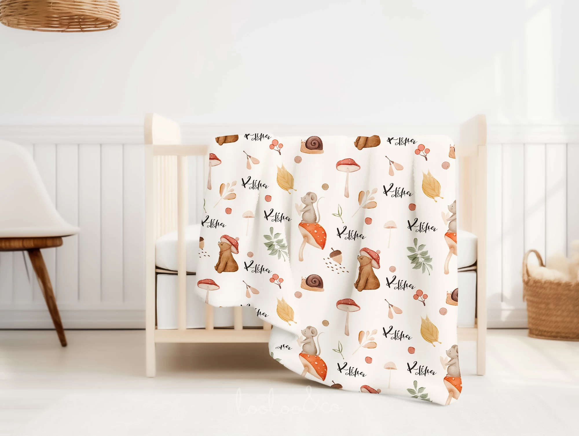 Boho Cottagecore Personalized Baby Crib Blanket