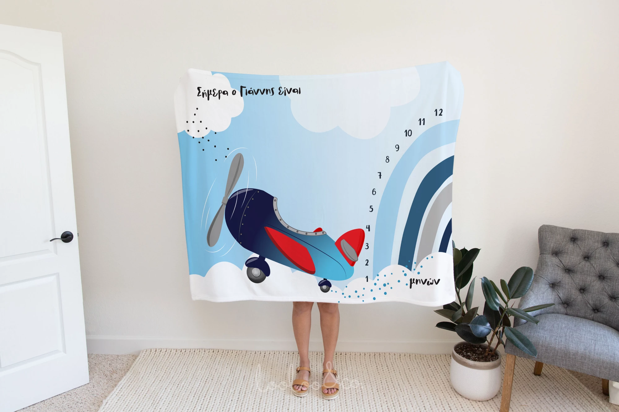 Little Pilot monthly milestone track baby growth photo Blanket