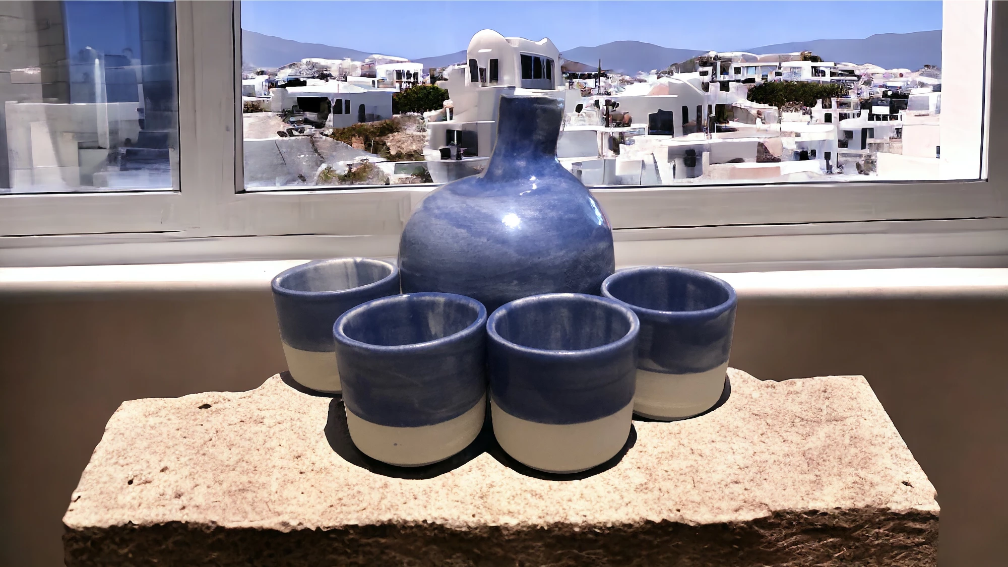 set of blue vase - bottle