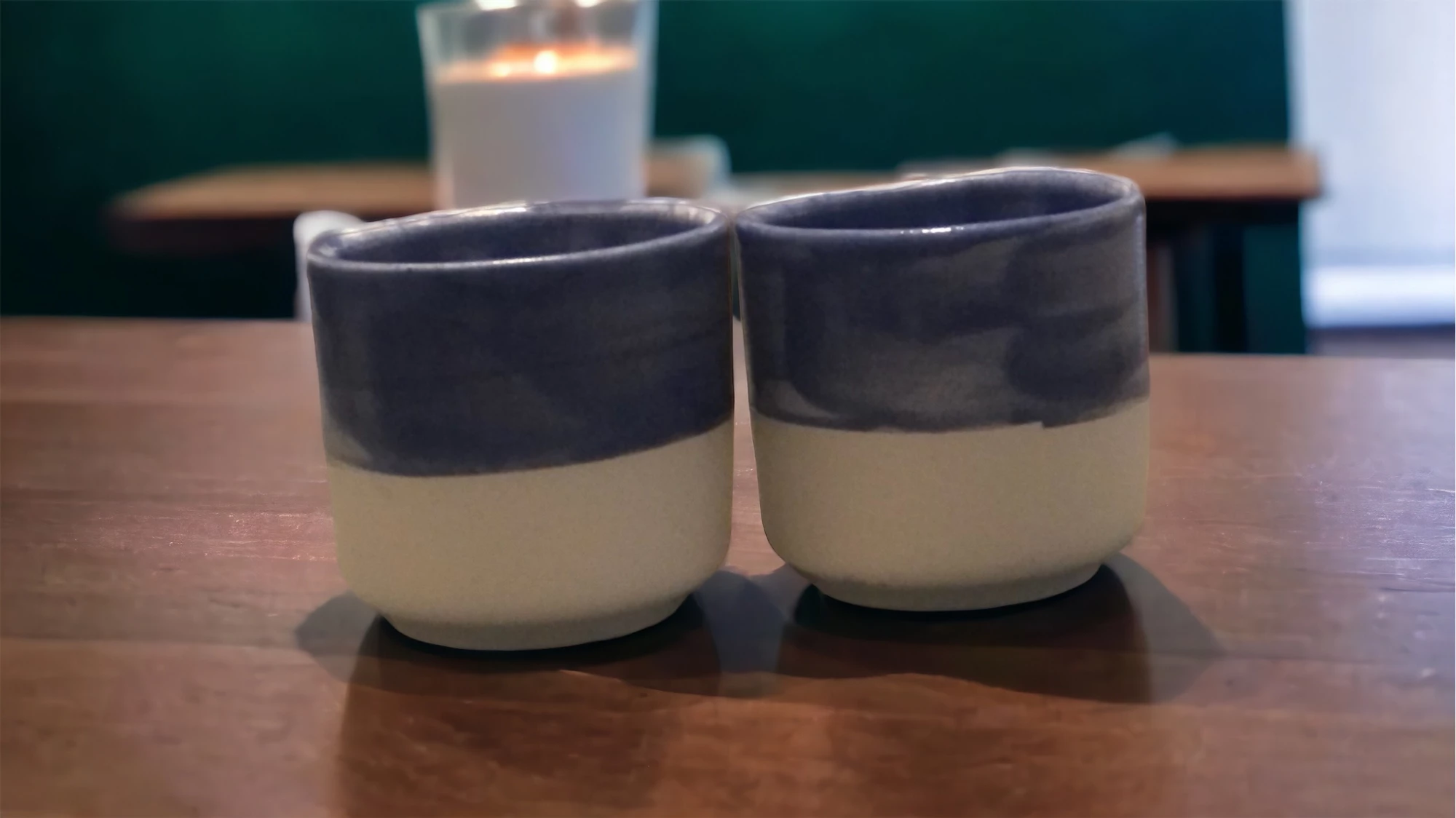 set of two blue espresso cup 