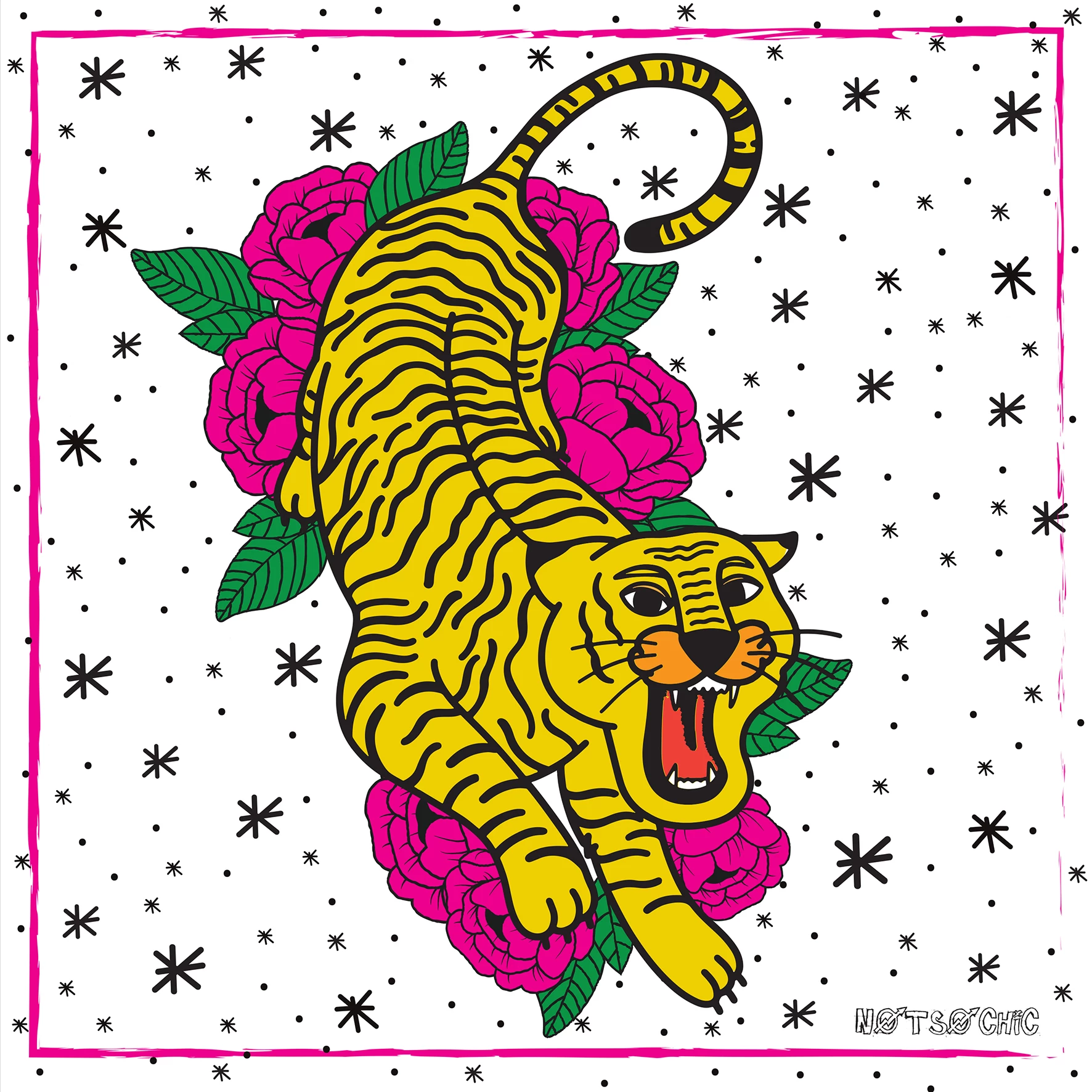 Giant Scarf – Foulard “Tiger Roses”