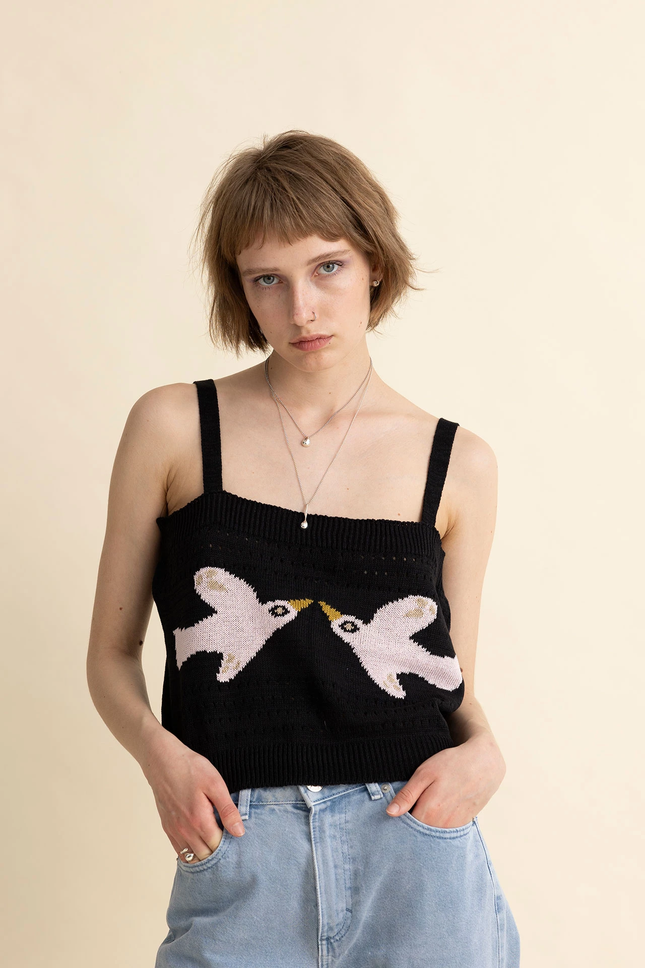 KNITTED TOP SHINE- LOVE BIRDS
