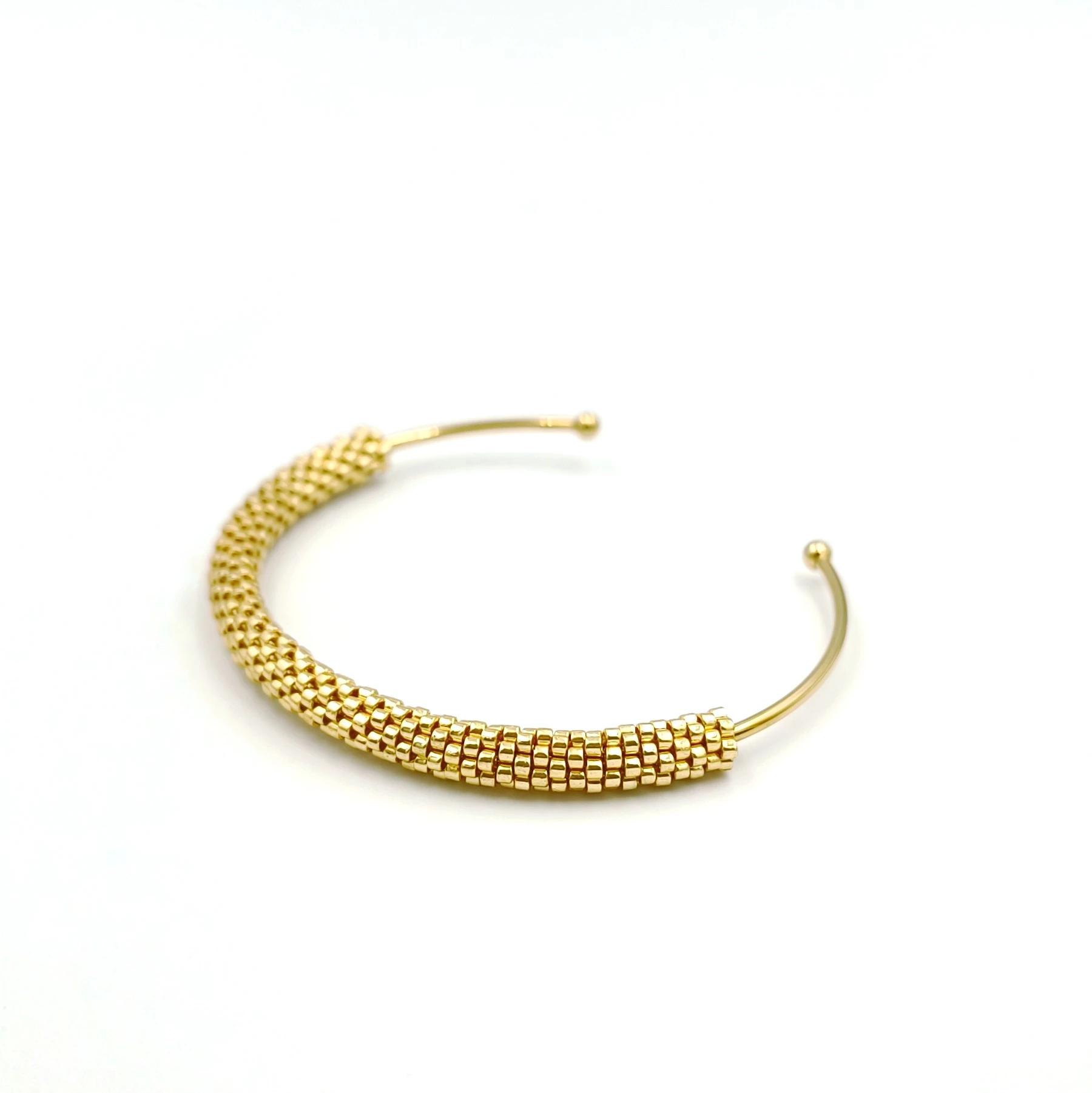 Gold Beaded Cuff Bracelet
