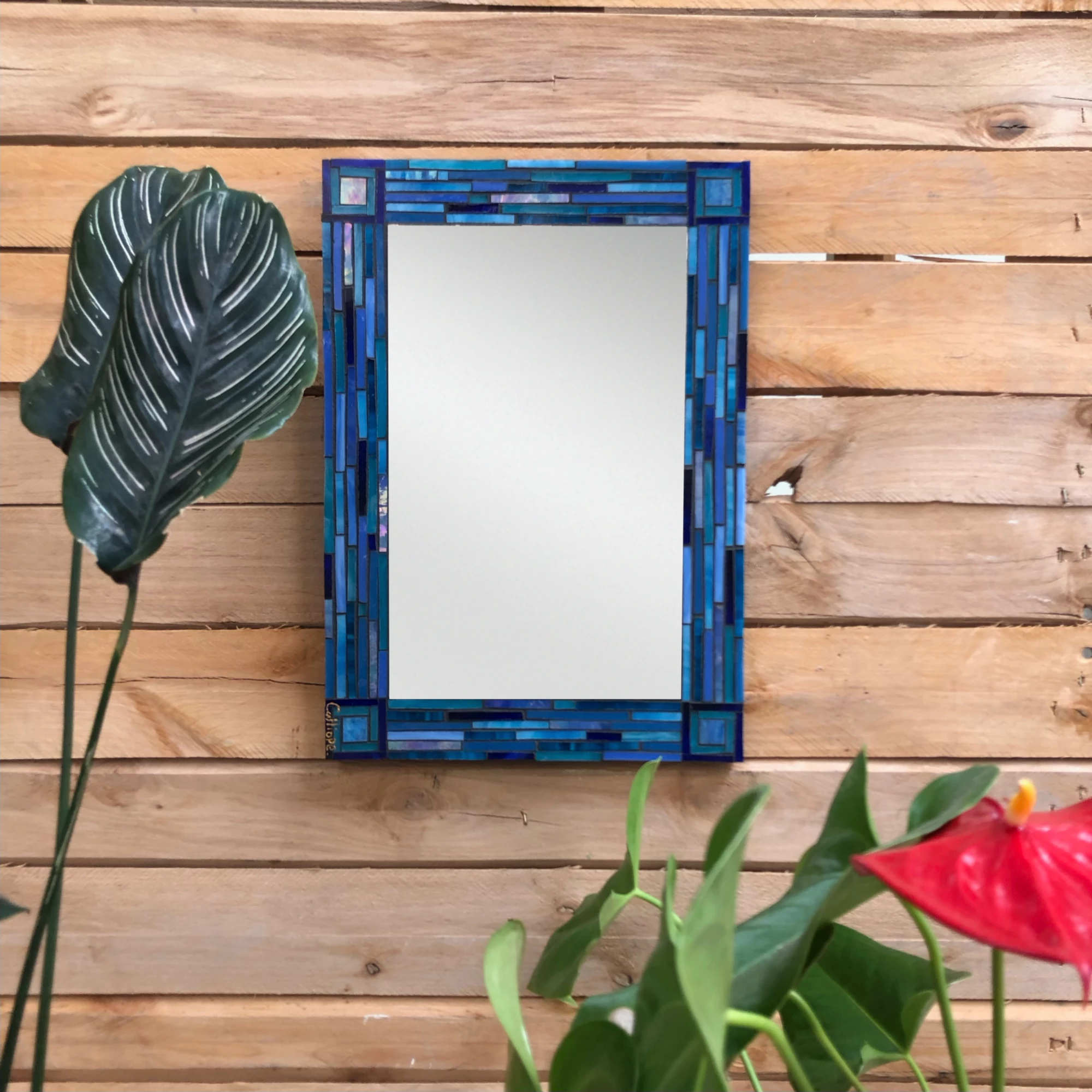 Blue shades mosaic mirror