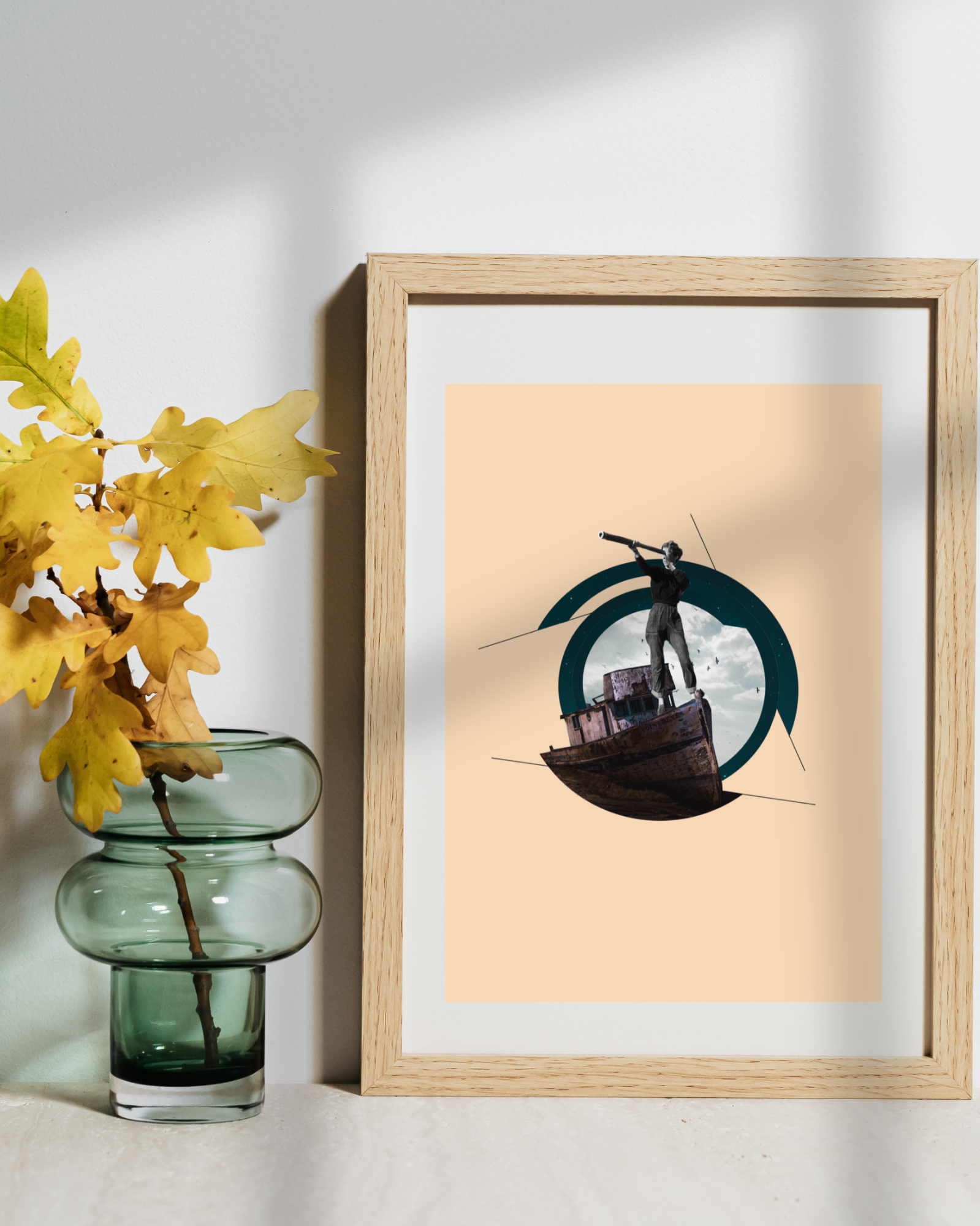 Explorer of the world | Surreal Collage Art Print 