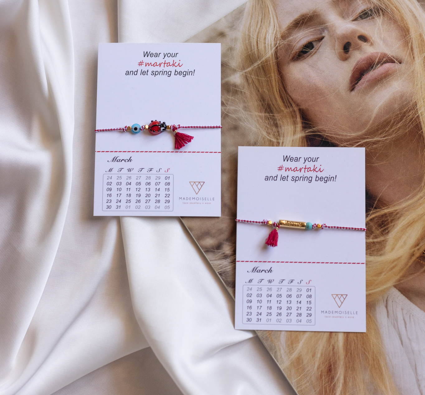 Βραχιόλι Μάρτης με Χρυσό Στοιχείο – Χειροποίητο Μαρτάκι