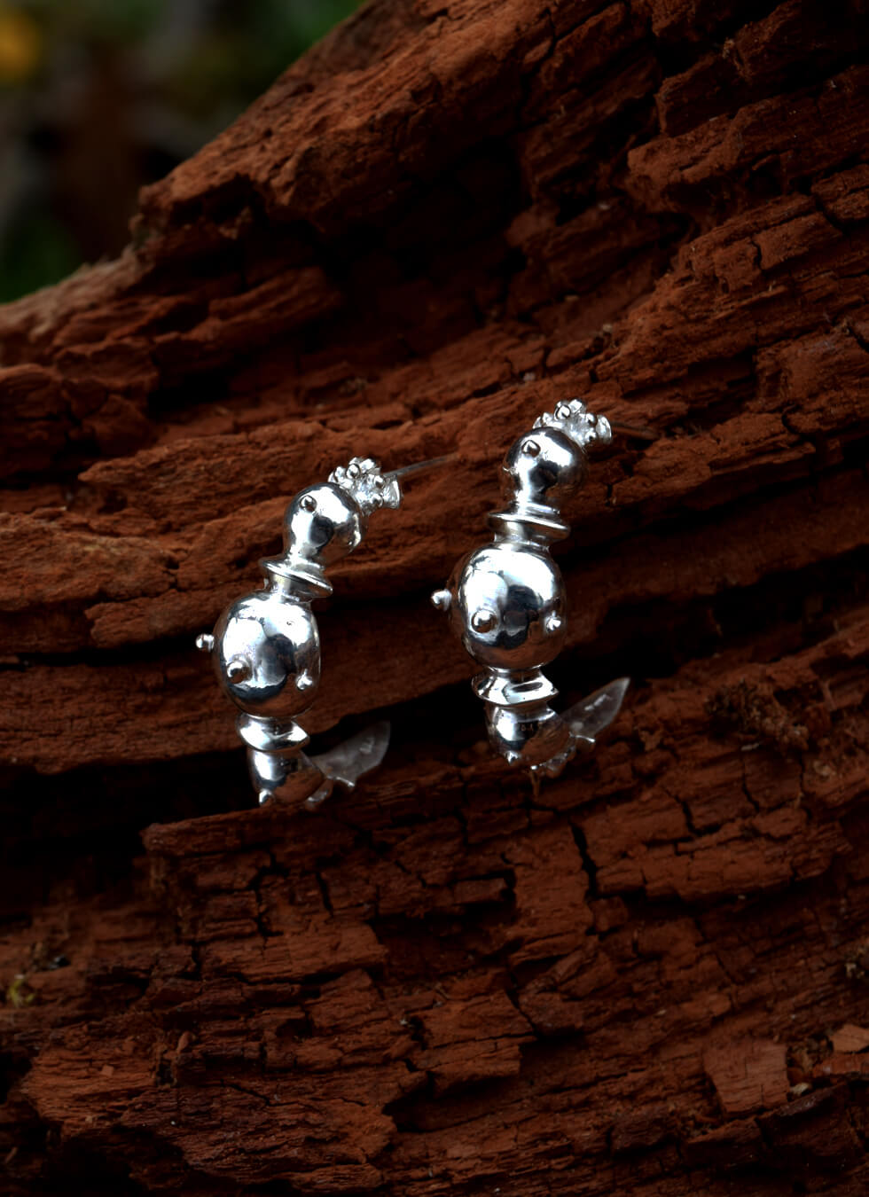 Morgana Sculptural Silver Hoop Earrings