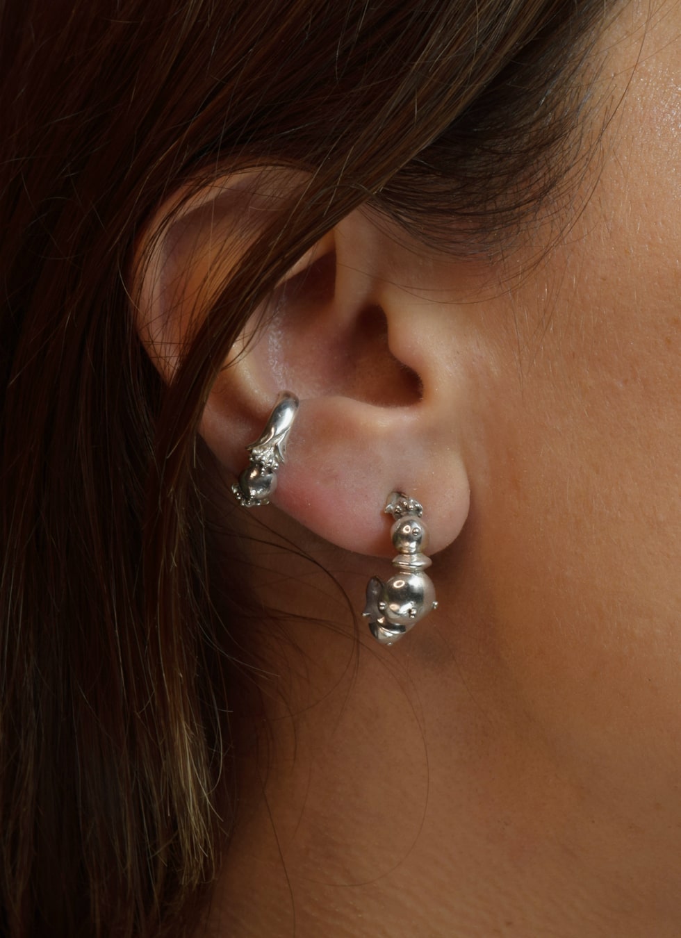 Morgana Sculptural Silver Hoop Earrings