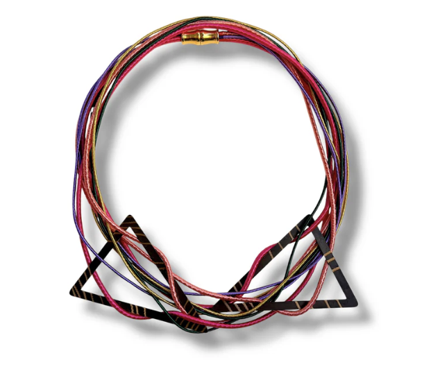 Διπλό Κολιέ Bib σε Ροζ Αποχρώσεις