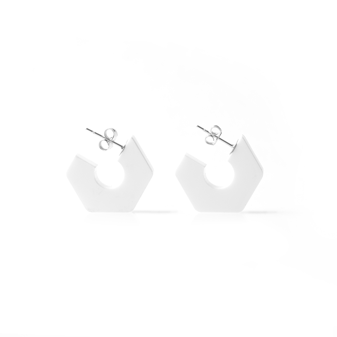 White Geometric Hoop