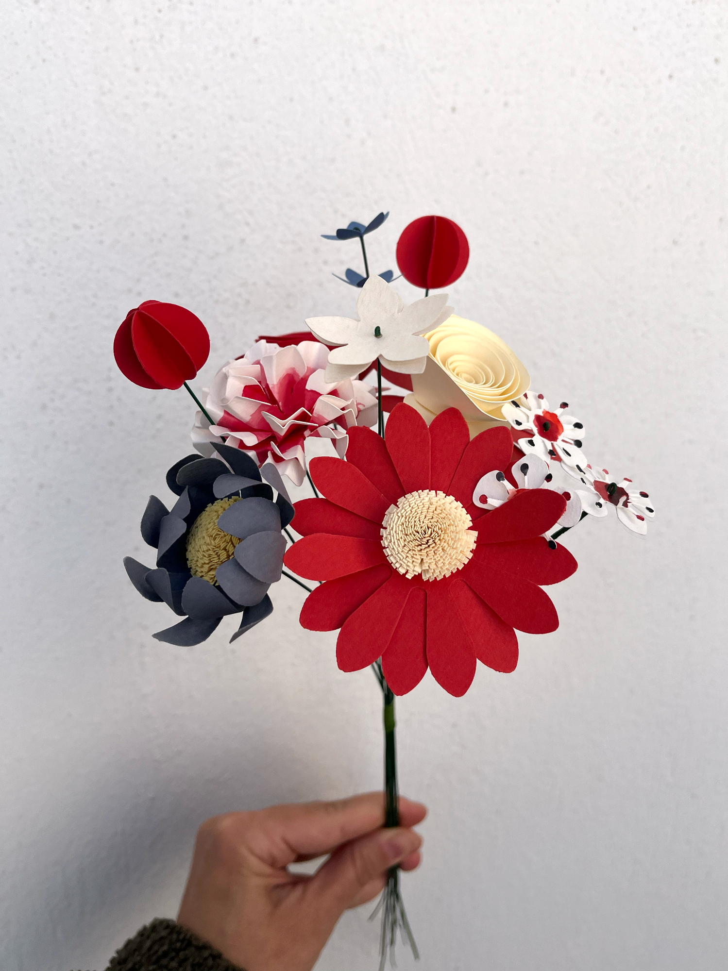 Paper Flower Bouquet | Blue & Red