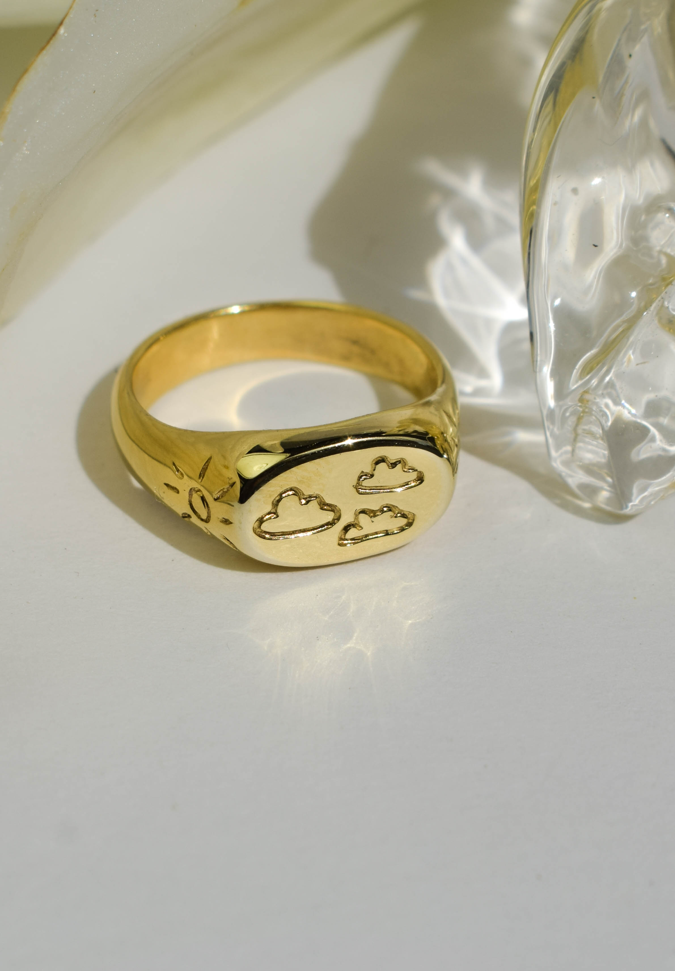 Clouds and sun signet ring