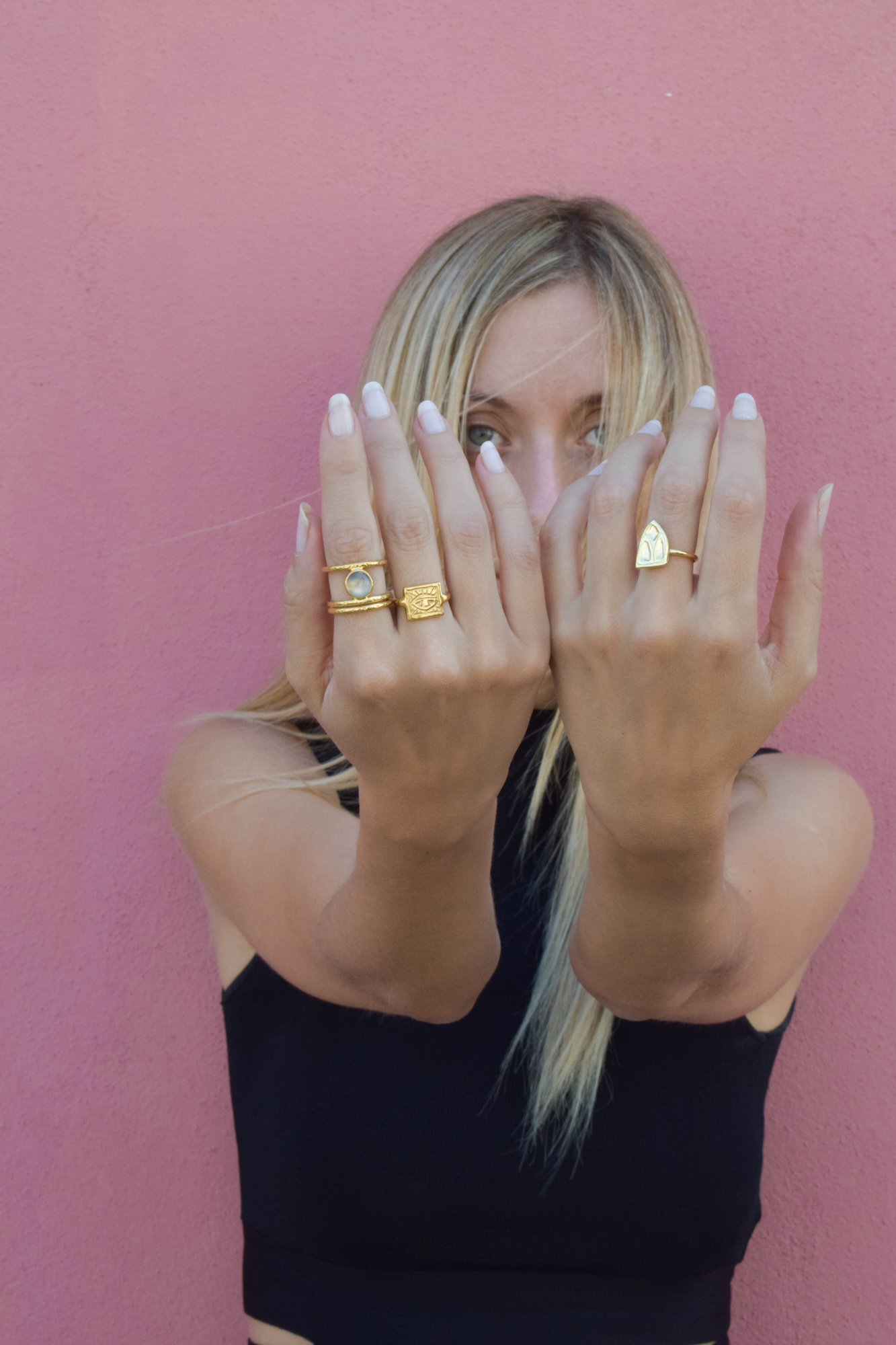 Evil eye square ring