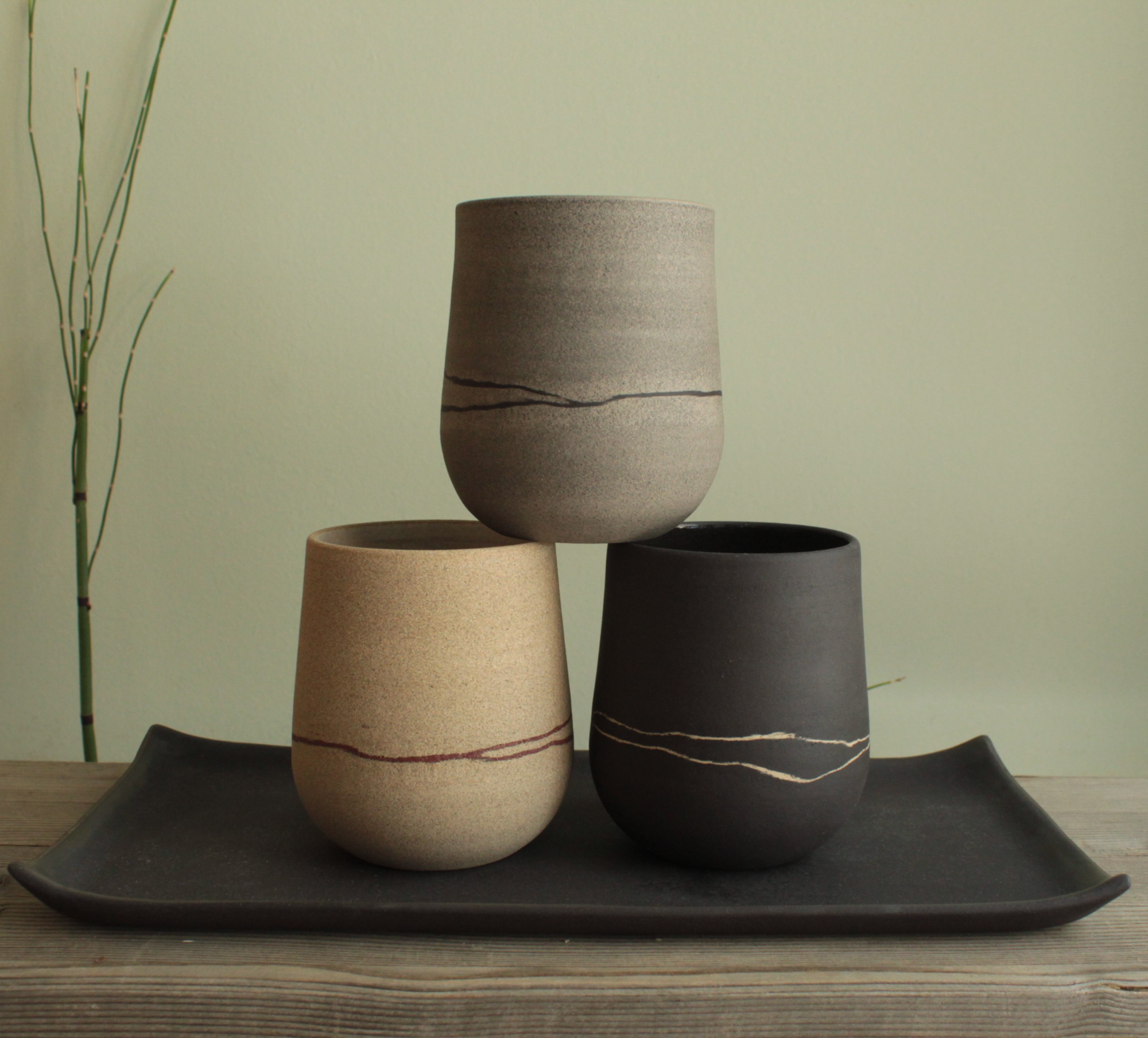 Red/Black/White line ποτήρι