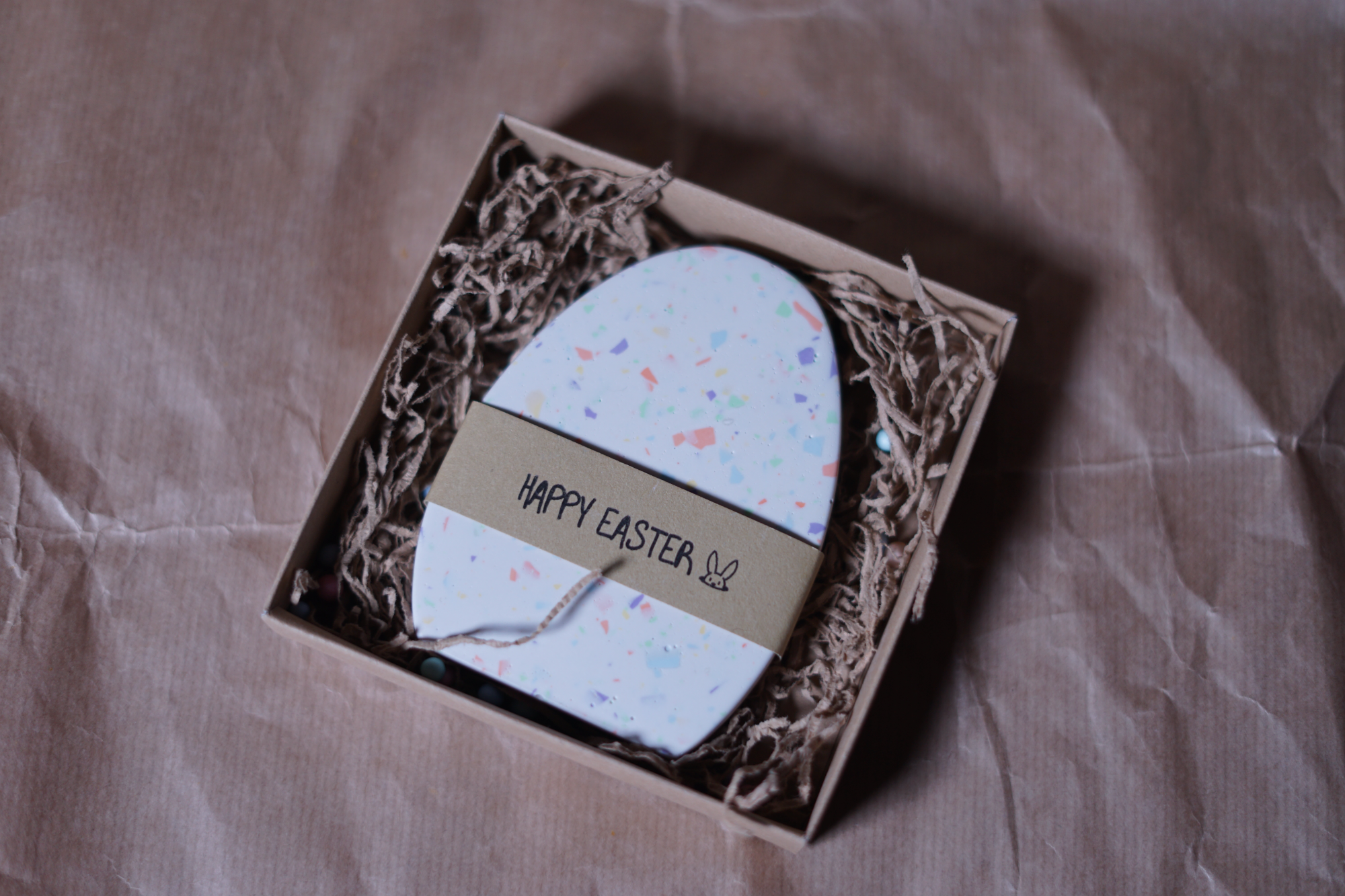 Πασχαλινό Διακοσμητικό Αβγό Terrazzo - Λευκό