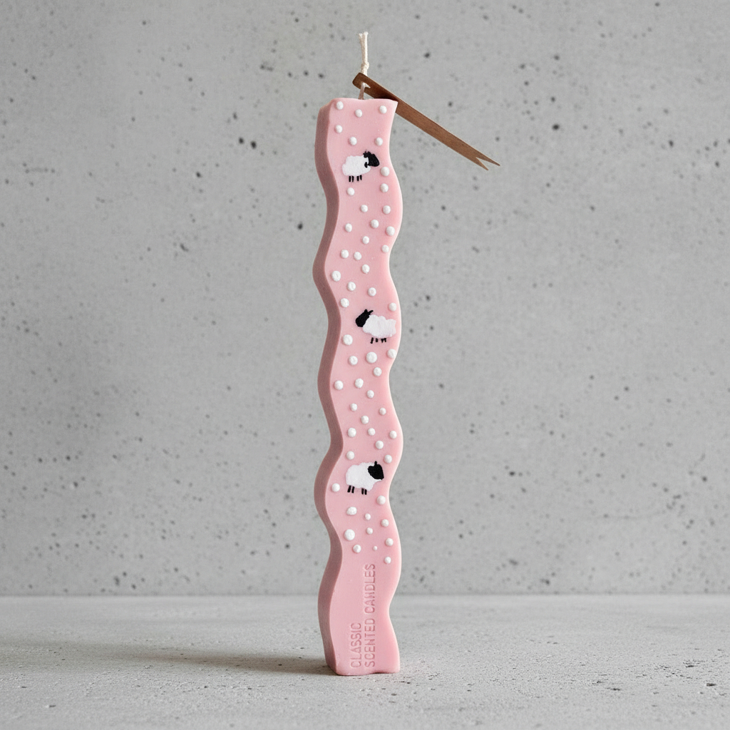 Λαμπάδα Ροζ Προβατάκια 25cm