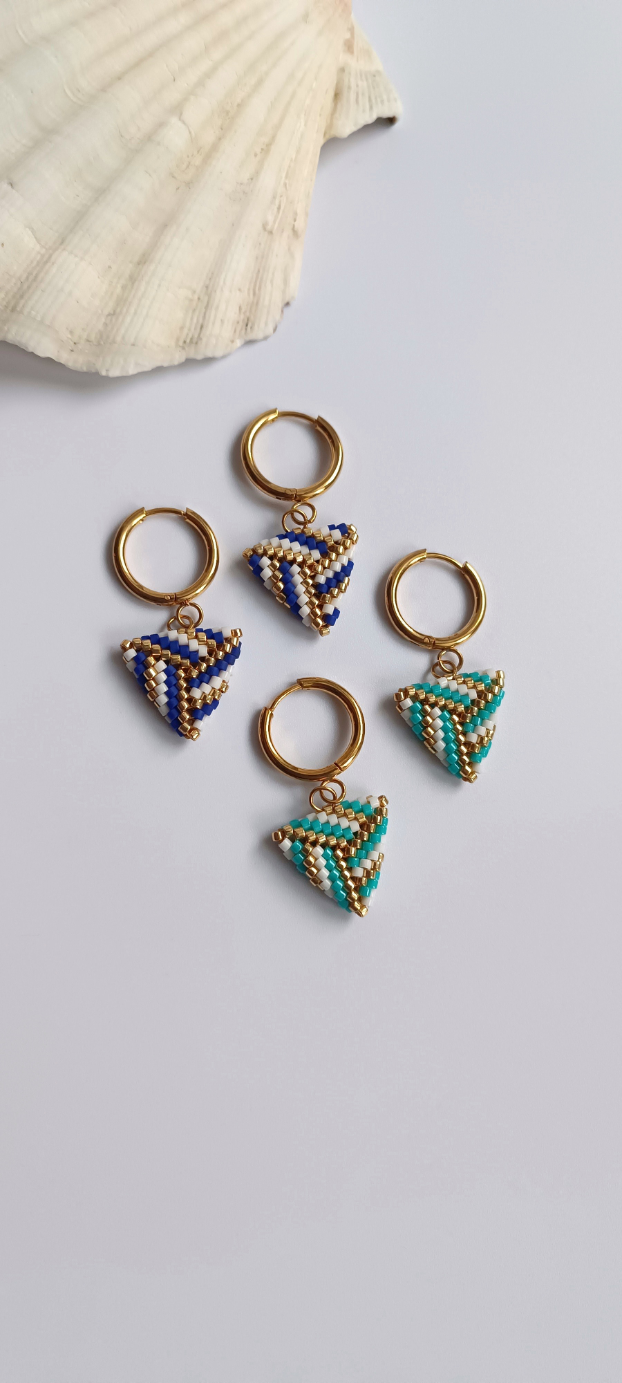 Πολύχρωμα Τρίγωνα Κρεμαστά Σκουλαρίκια Με Χάντρες Miyuki 