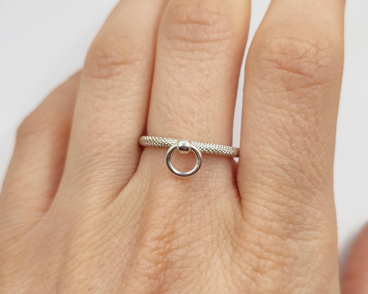 Silver o ring, delicate fidget ring, fetish and BDSM jewelry, stacking ring, birthday gift for boyfriend or girlfriend