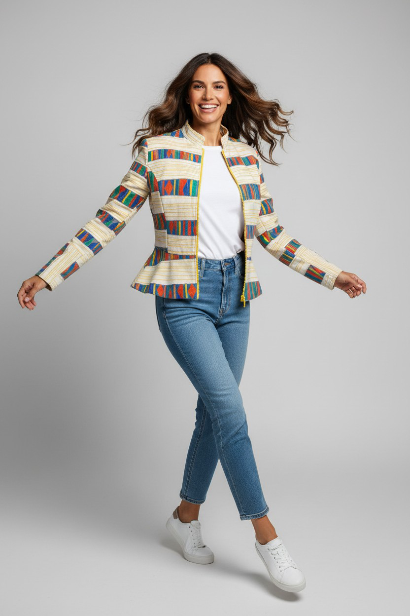 Πολύχρωμο βελούδινο μεσάτο σακάκι 