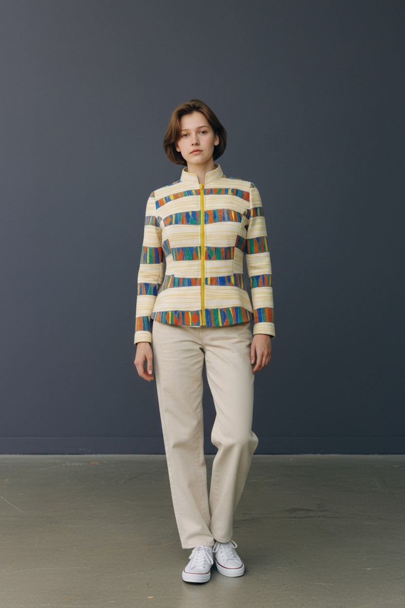 Πολύχρωμο βελούδινο μεσάτο σακάκι 