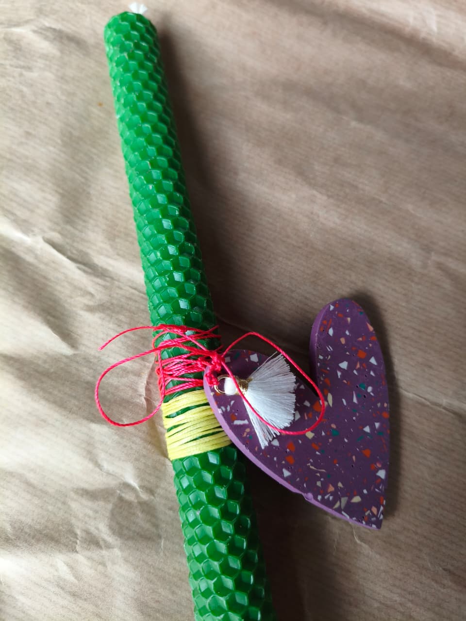 Πασχαλινή Λαμπάδα με Terrazzo Καρδιά 