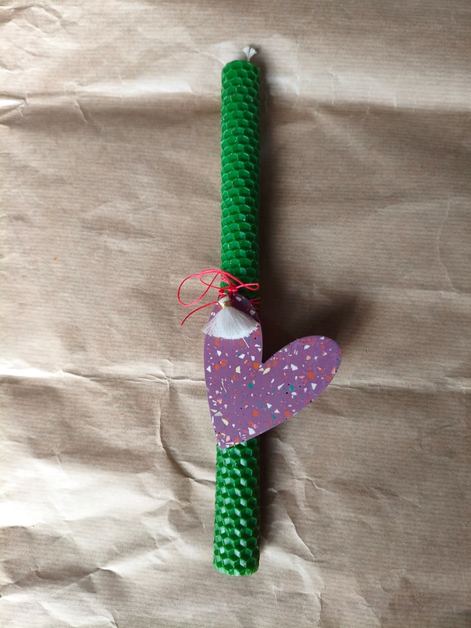 Πασχαλινή Λαμπάδα με Terrazzo Καρδιά 