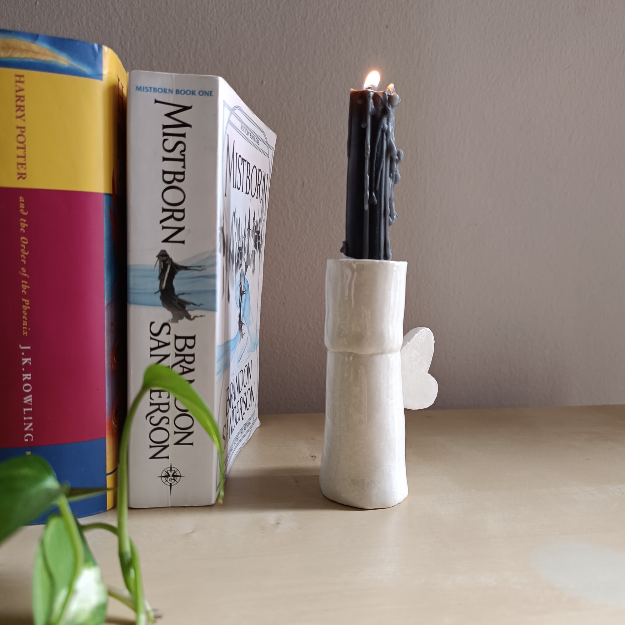 Set of 2 Handmade White Candle Holders