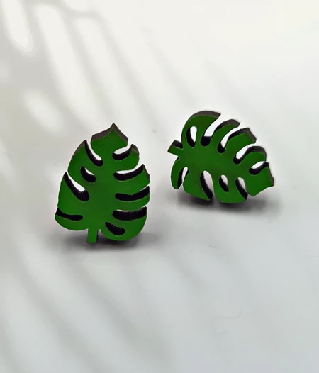 Monstera leaf earring pins