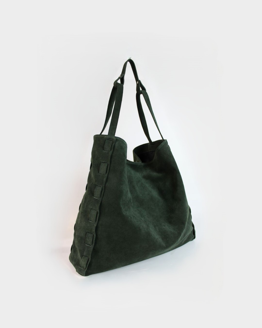 Alcyone Tote Bag | Pine Green Suede