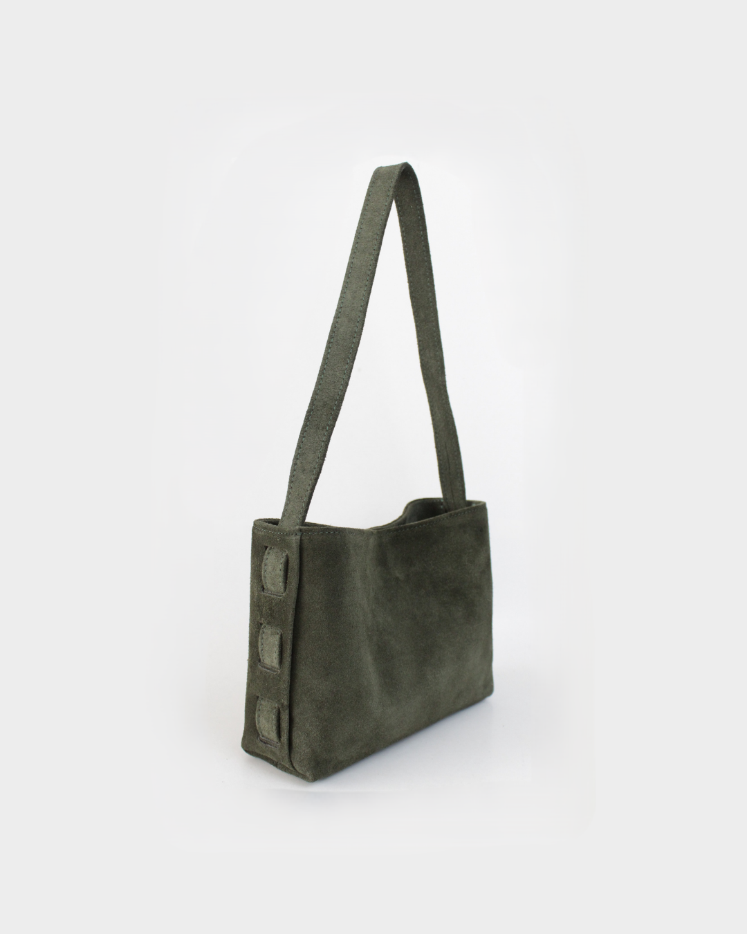 Zenia Shoulder Bag | Khaki Suede