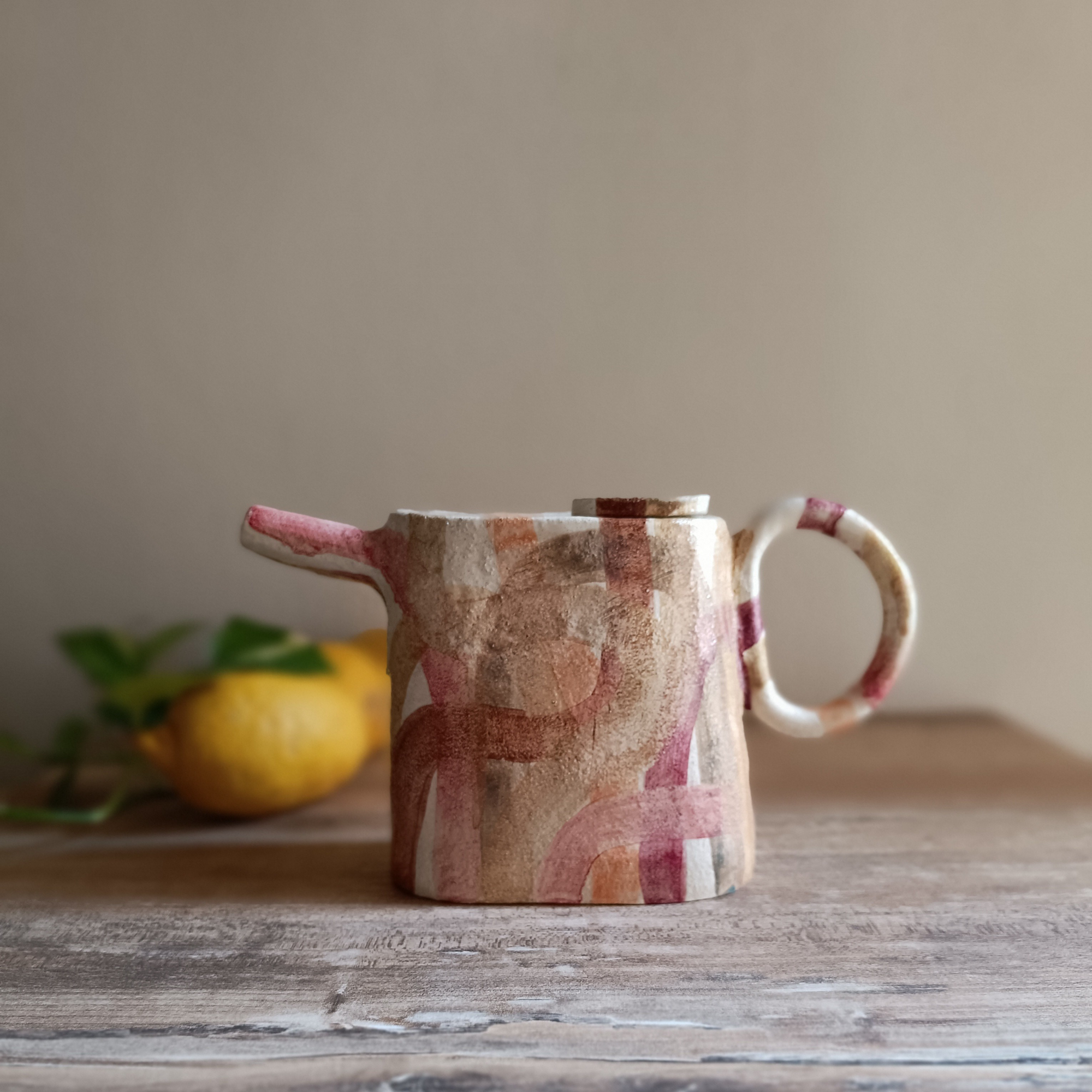 Pink Rustic Stoneware Olive Oil Cruet