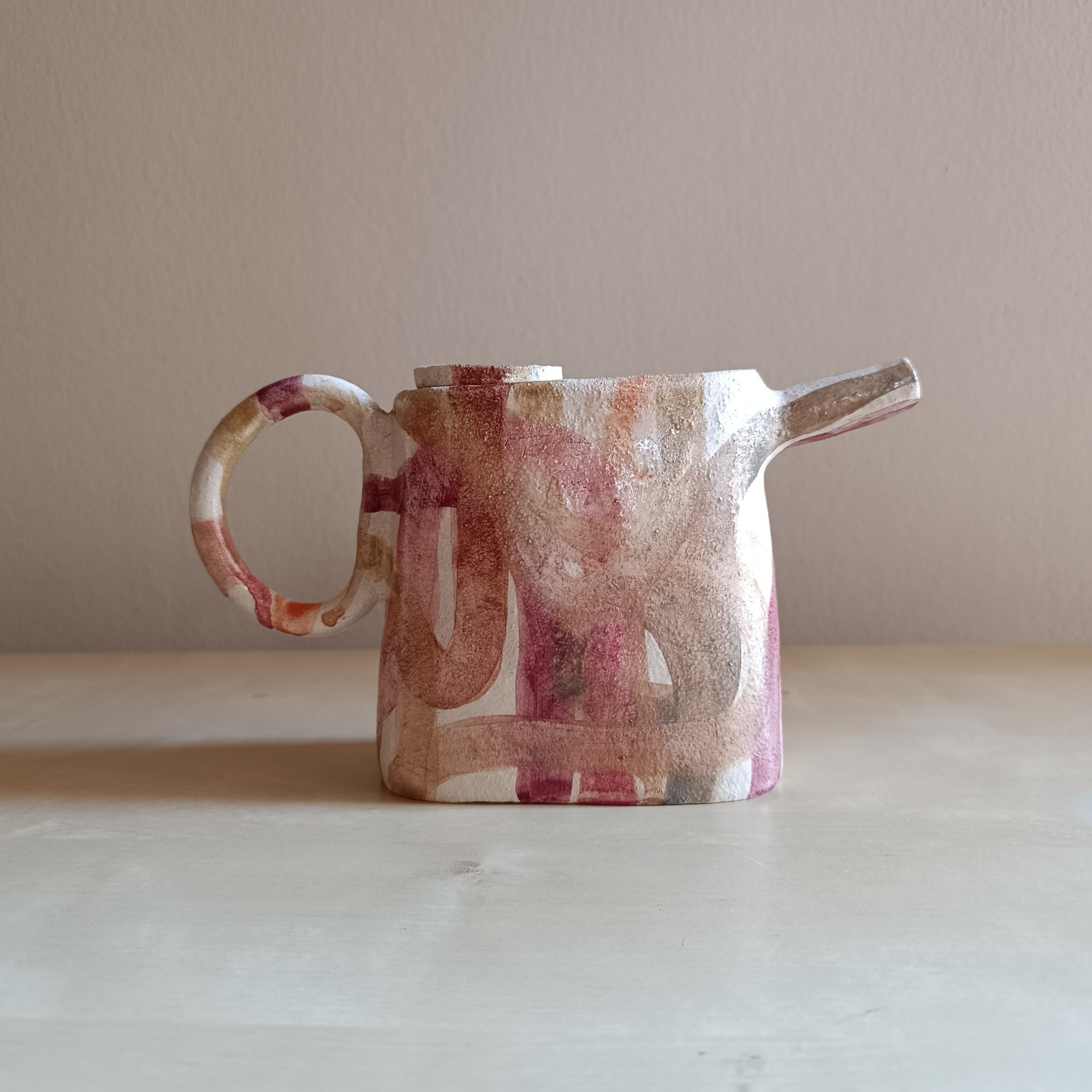 Pink Rustic Stoneware Olive Oil Cruet