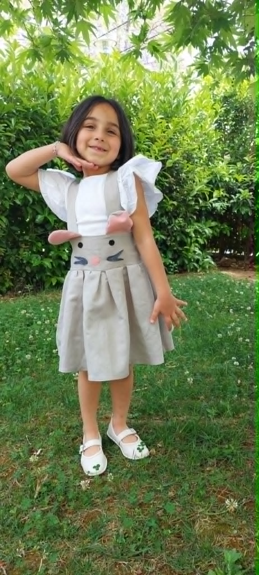 Mouse linen pinafore dress
