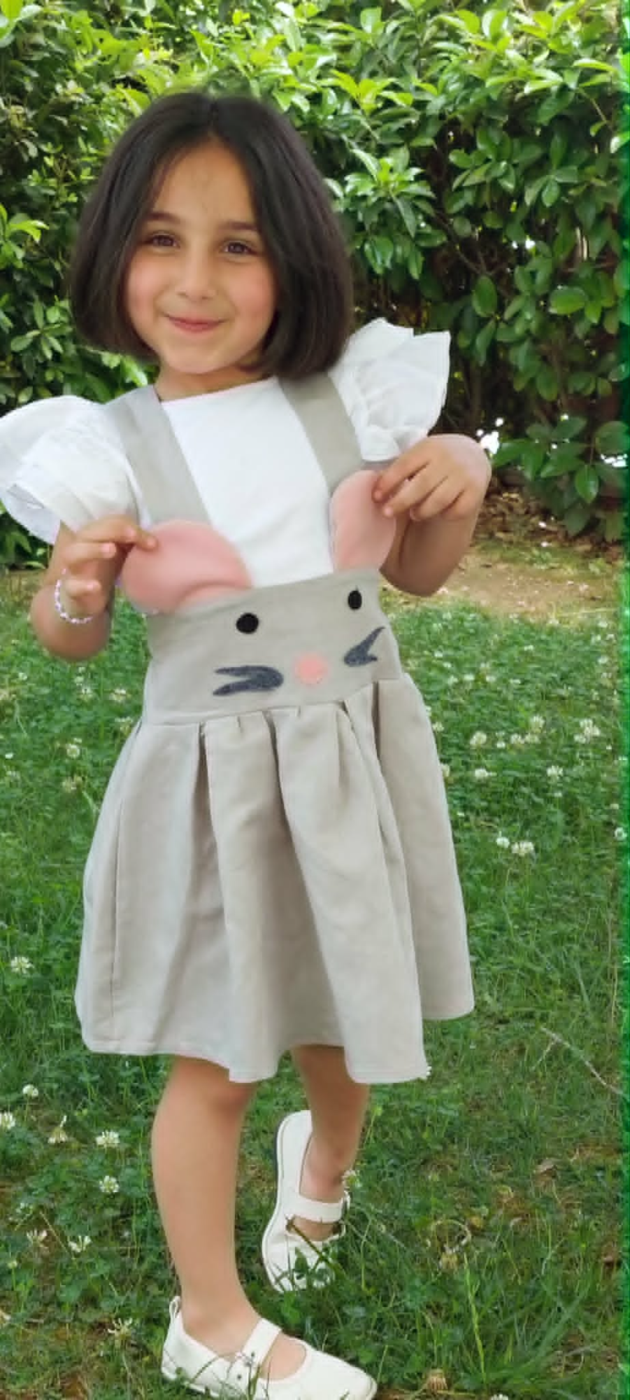 Mouse linen pinafore dress