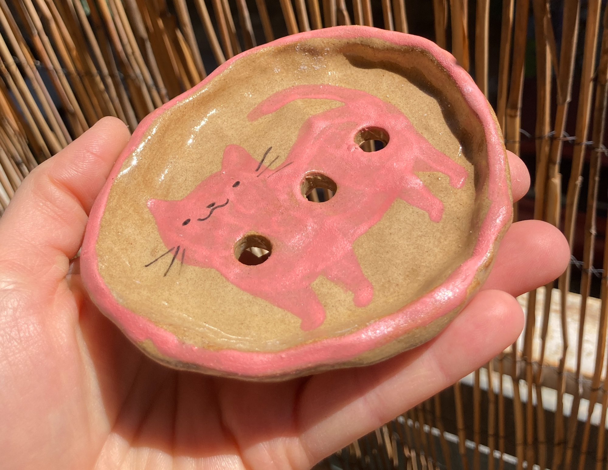 Pink Cat Soap Holder