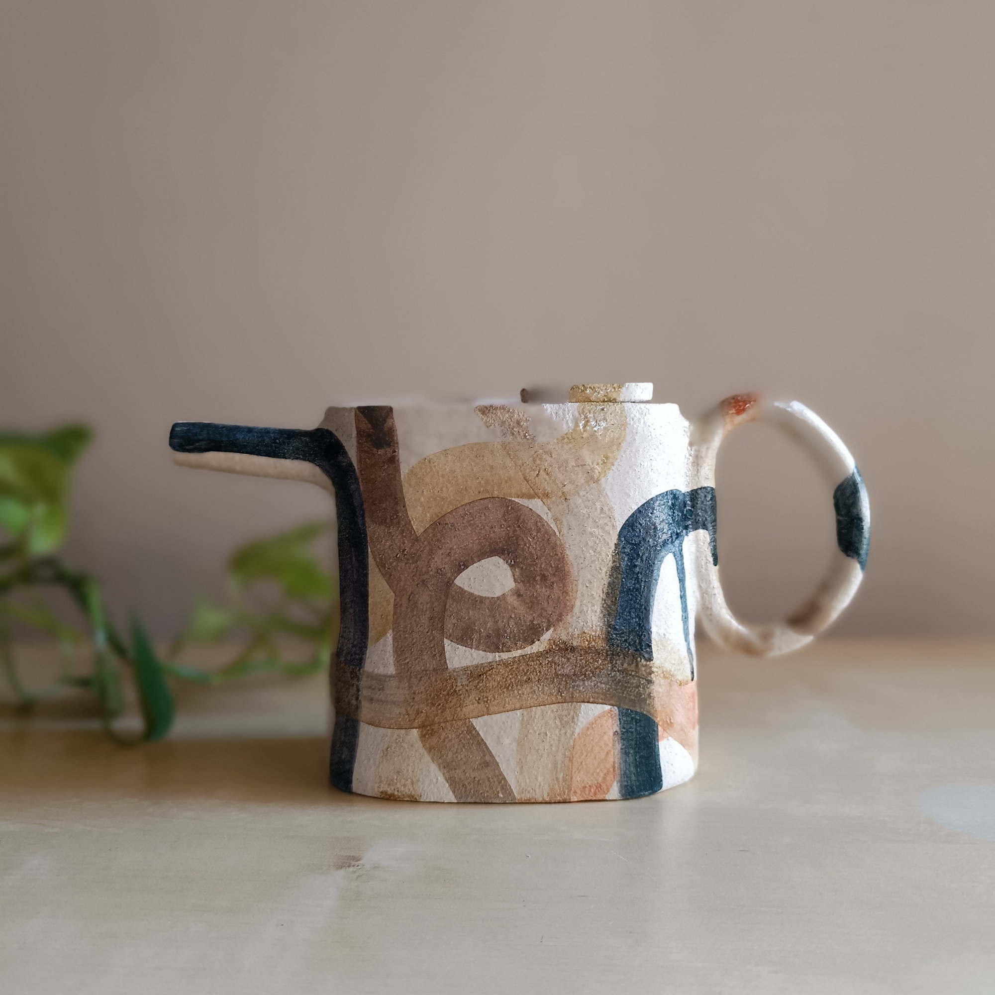 Earthy Rustic Stoneware Olive Oil Cruet
