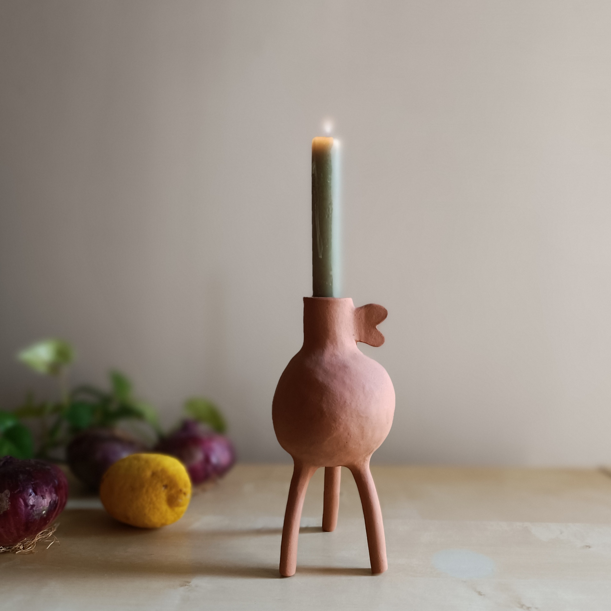 One Handmade Terracotta Candle Holder