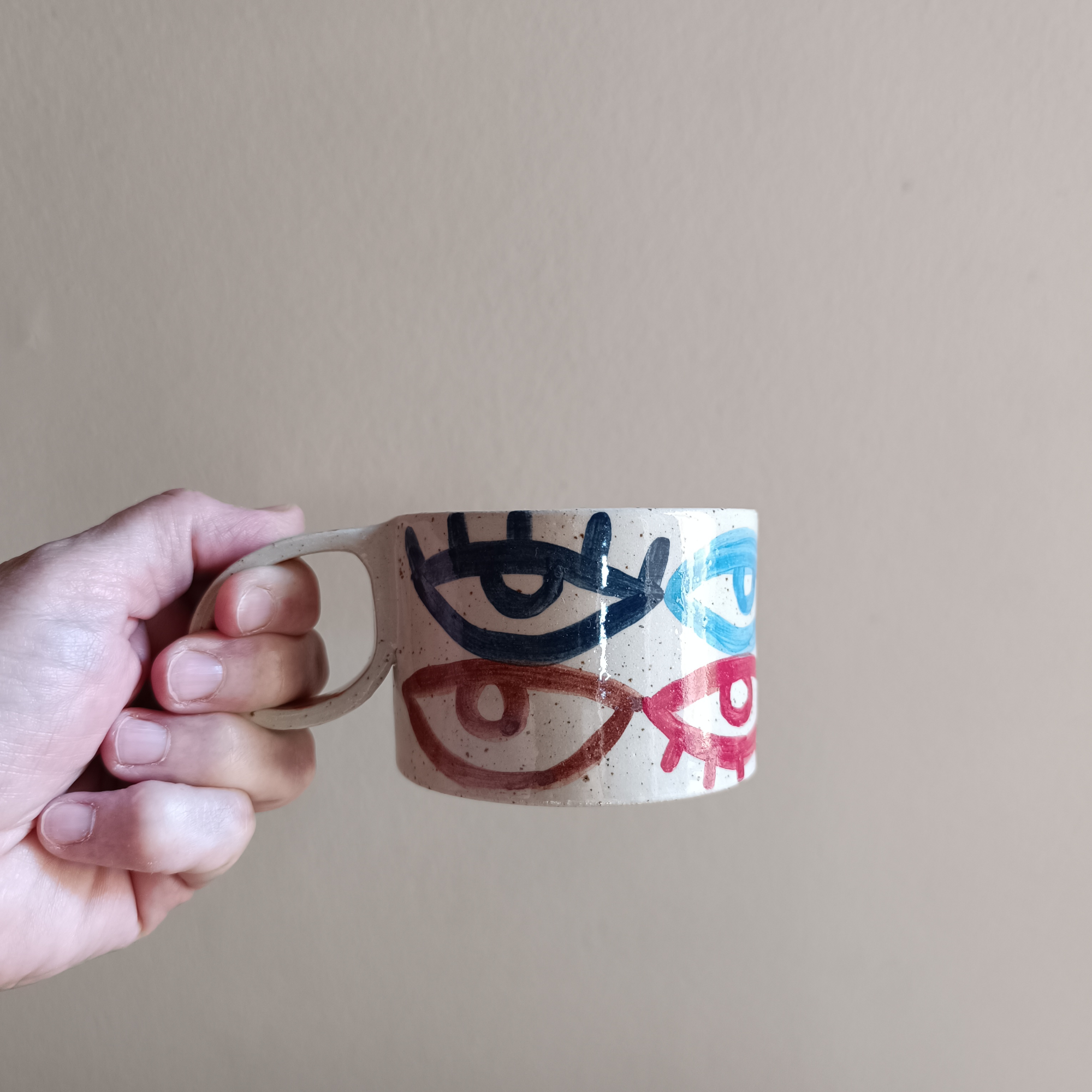 Colorful Stoneware Eye Mug