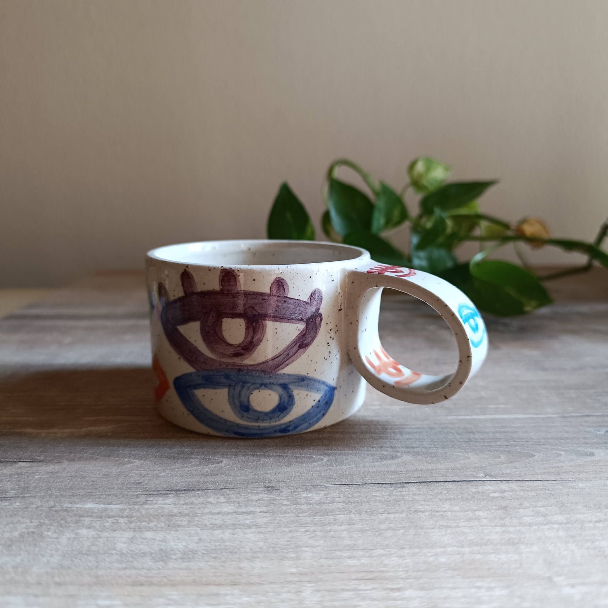 Colorful Stoneware Eye Mug