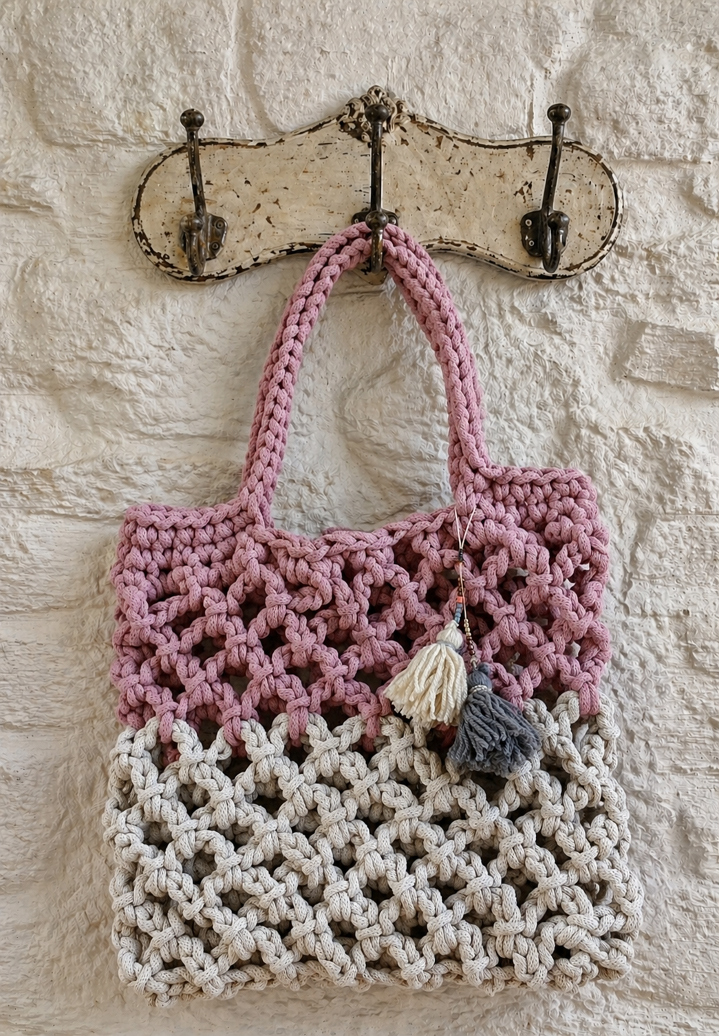 The Bicolore Tote Bag in beige/dusty pink