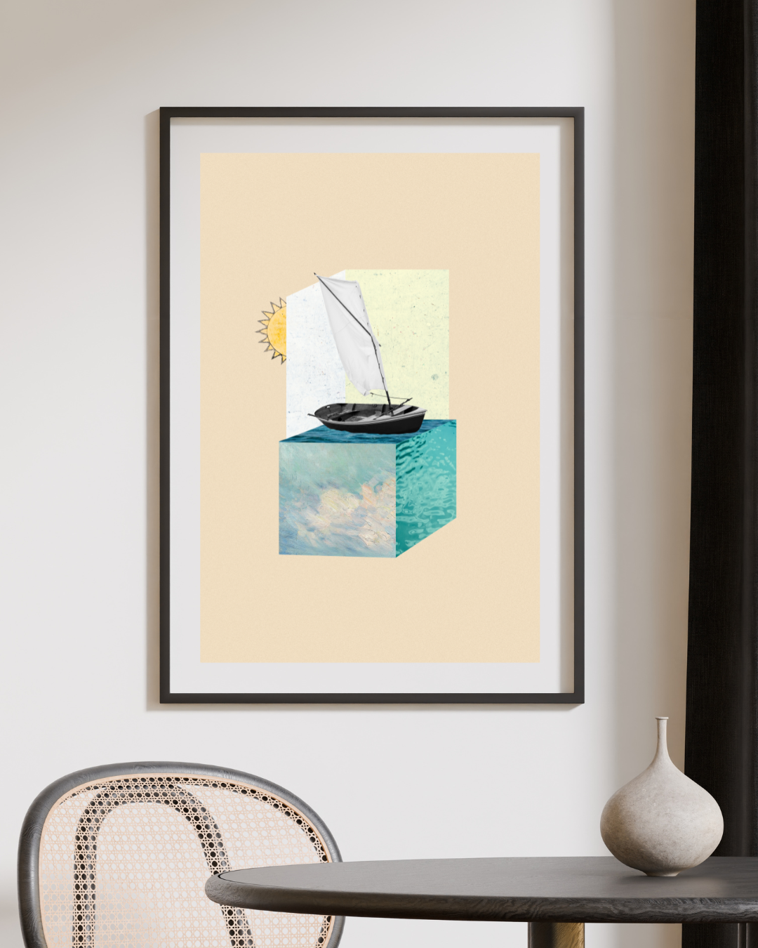 Ocean Cube | Surreal Collage Art Print 