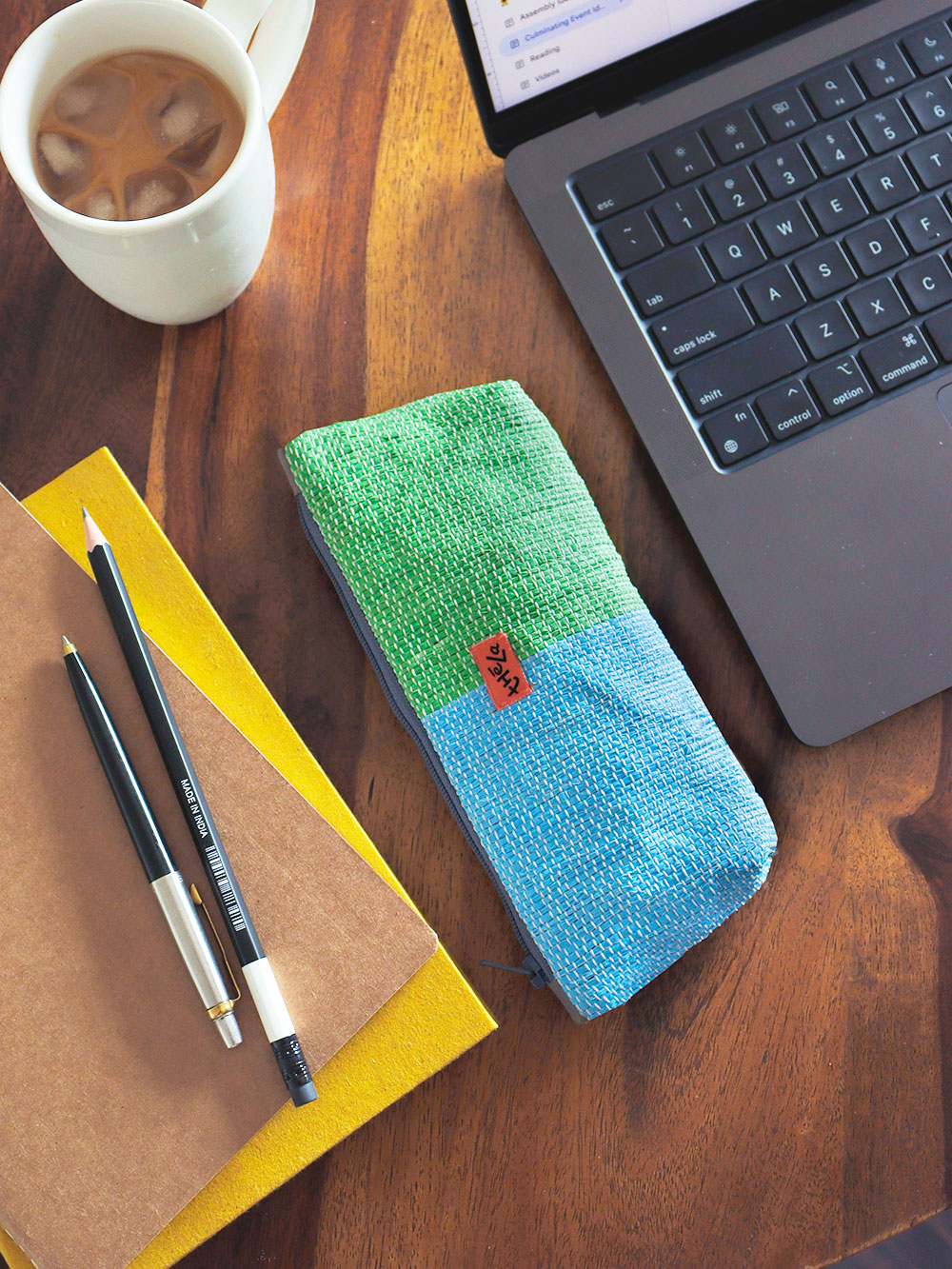 Blue & Green Pouch for Stationery or Makeup